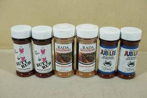 lot 115 image: 6 Assorted Flavored Seasonings -BBQ, Sweet Hickory, Seafood