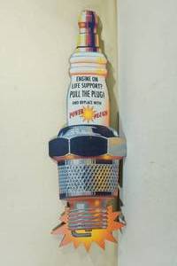 lot 157 image: Wooden Spark Plug Advertisement Sign