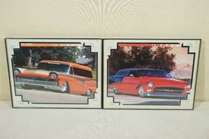 lot 181 image: 2 Classic Wagon Framed Photos - Ford, Chevy