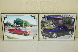 lot 182 image: 2 Classic Chevy Framed Photos - El Camino, Corvette