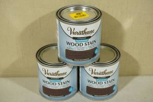 lot 203 image: 3 8oz Varathane Wood Stain -True Mohogany
