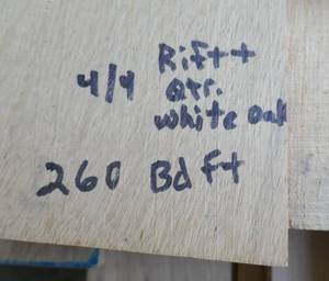 lot 11 image: 44 Rift & Qtr White Oak approx 260 Board Ft