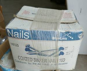 lot 40 image: New 50lb box of Coated Sinker Nails 16D