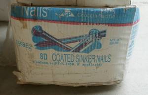 lot 41 image: New 50lb box of Coated Sinker Nails 8D
