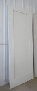 lot 55 image: White Oak interior door painted white 5 pc panel door, 36 wide 96 tall, 1-34 thick