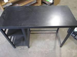Dark tone metal framed wood top com...