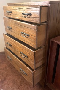 lot 56 image: Vintage Four Drawer Dresser by Ranch Oak