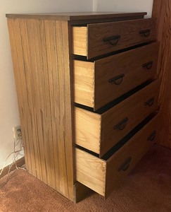 lot 61 image: Vintage Four Drawer Dresser by Ranch Oak
