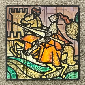 lot 70 image: Vintage Medieval Jousting Knights Resin Wall Decorative Tiles by Burwood