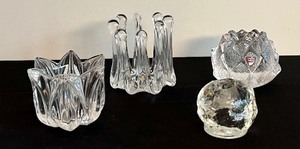 lot 39 image: Four Crystal and Glass Candle Holder including Scandinavian Candle Holders