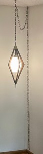 lot 2 image: Mid Century Modern Diamond Pendant Hanging Light Fixture