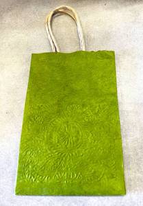 MSRP $6000  4 Cases (240bags per case) Gorgeous High Quality Aveda Handcrafted Nepali Lokta Bark Fibrous Retail Travel Gift Bags In Harvest Green - Perfect For The Holidays Currently Selling Online $10 Each&nbsp 4x2.5x6 (Handles Size Not Included)