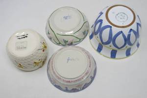 lot 96 image: Pottery barn bowls Portugal Honey Jar Hand painted bowls