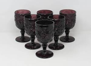 lot 85 image: Purple pressed glasses (6) and magnolia bowl