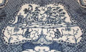 lot 63 image: Asymmetrical China tray with Brass Handles
