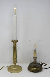 lot 11 image: Beige Urn planter, China botanical footed planter , electric candle stick, electric hurricane lamp