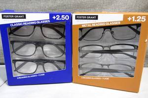 lot 39 image: Set of 2-Foster Grants Design Optics Reading Glasses-3 Packs-1 Classic 2.50 1 Metal Framed 1.25