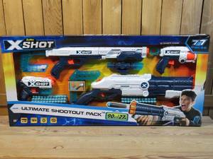 lot 110 image: X-Shot Ultimate Shootout Pack Includes 4 Foam Blasters,72 Foam Darts,and 1 Scope