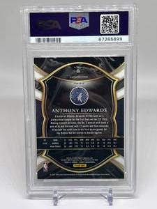 lot 17 image: Anthony Edwards RC - 2020 Select RedWhiteGreen Cracked Ice PSA 9 MT #61 Basketball Card