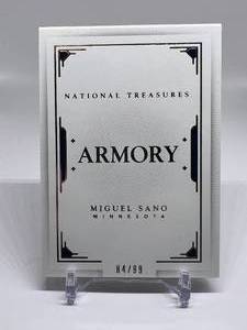 lot 50 image: Miguel Sano 6 Patch Relic - 2016 National Treasures #AMB-MS numbered 8499 Rare Vintage Baseball Card