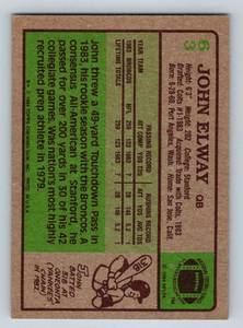 lot 5 image: John Elways RC - 1984 Topps #63 Vintage Rookie Football Card