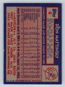 lot 19 image: Don Mattingly RC - 1984 Topps #8 Vintage Rookie Baseball Card