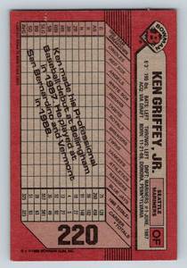 lot 59 image: Ken Griffey Jr. RC - 1989 Bowman #220 Vintage Baseball Card
