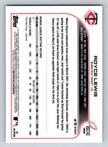 lot 63 image: Royce Lewis RC Purple Refractor - 2022 Topps Chrome #USC143 Minnesota Twins Rookie Card