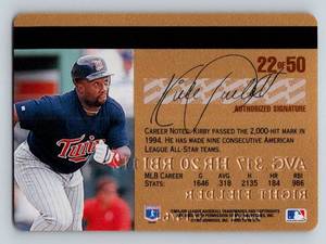 lot 87 image: Kirby Puckett 1995 Donruss Studio Gold Insert #22 Minnesota Twins Baseball Card