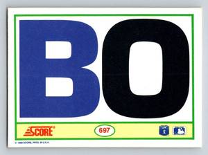 lot 90 image: Bo Jackson 1990 Score Bo Knows with shoulder pads #698 Iconic Baseball Card