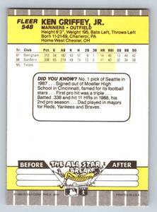 lot 94 image: Ken Griffey Jr. RC - 1989 Fleer #548 Rookie Baseball Card