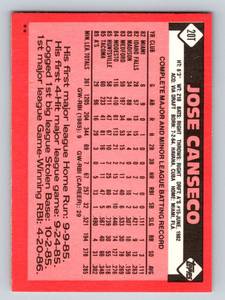 lot 95 image: Jose Canseco RC - 1986 Topps Traded #20T Rookie Baseball Card