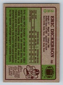 lot 173 image: Eric Dickerson RC - 1984 Topps #280 Vintage Rookie Football Card