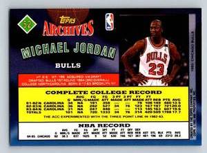 lot 191 image: Michael Jordan 1993 Topps Archives #52 Basketball Card