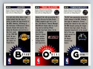lot 193 image: Kobe Bryant RC - 1996 Upper Deck Collectors Choice #M129 with Jermaine ONeil #M158 and Kevin Garnett #M139 Basketball Card