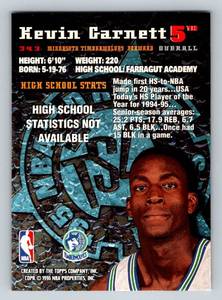lot 197 image: Kevin Garnett RC 1996 Topps Stadium Club #343 Rookie Minnesota Timberwolves Basketball Card