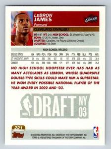 lot 198 image: REPRINT - LeBron James RC - 2003 Topps Rookie Basketball Card - REPRINT