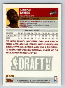 lot 200 image: REPRINT - LeBron James RC - 2003 Topps Rookie Basketball Card - REPRINT