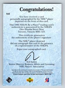 lot 214 image: Neal Broten Autographed Card - 1996 Upper Deck Be A Player #S42 Signed Hockey Card