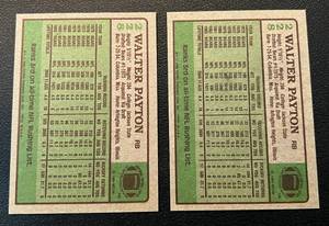 lot 182 image: Walter Payton 1984 Topps #228 - 2 Card Lot - Vintage Football