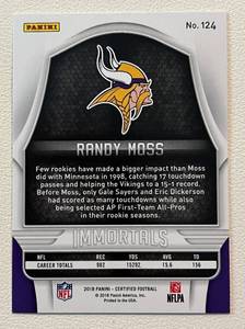 lot 178 image: Randy Moss 221225 Foil - 2018 Certified #124, only 225 made, Minnesota Vikings Football Card