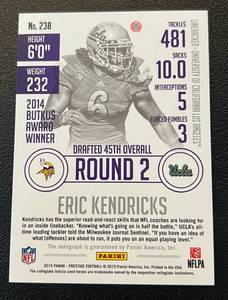 lot 164 image: Eric Kendricks RC Auto Card - 2015 Prestige #238 Rookie Signed Minnesota Vikings Football Card