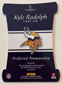 lot 163 image: Kyle Rudolph 810 Auto Card - 2017 Preferred Penmanchip Die Cut Autograph Card - Only 10 exist Minnesota Vikings Football