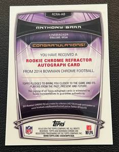 lot 161 image: Anthony Barr Auto Card - 2014 Bowman Chrome Topps Certified Autograph Issue #RCRA-AB Minnesota Vikings Signed Football Card