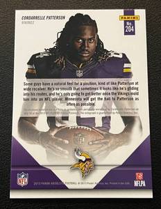 lot 153 image: Cordarelle Patterson RC Patch Auto RPA 2799 - 2013 Absolute #204, rare card only 99 made, Minnesota Vikings Football Card