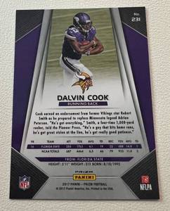 lot 137 image: Dalvin Cook RC Silver Prizm - 2017 Prizm #231 Rookie Minnesota Vikings Football Card