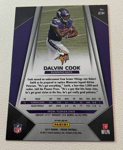 lot 134 image: Dalvin Cook RC RedWhiteBlue Prizm - 2017 Prizm #231 Minnesota Vikings Rookie Football Card
