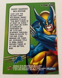 lot 128 image: Barry Sanders 1997 Metal Universe #1 Marvel Wolverine Insert Set, rare football card