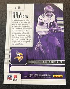lot 122 image: Justin Jefferson RC - 2020 Absolute #168 Rookie Minnesota Vikings Football Card