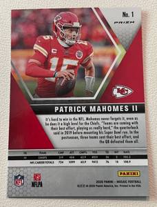 lot 117 image: Patrick Mahomes Prizm - 2020 Mosaic #1 Football Card